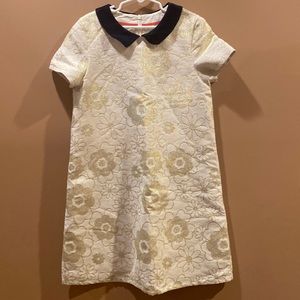 Johnnie B dress.  Gold and cream with a navy collar. Girls size 11-12